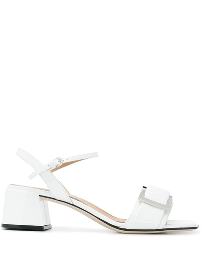 Sergio Rossi Buckle Detail Chunky-heel Sandals In Weiss