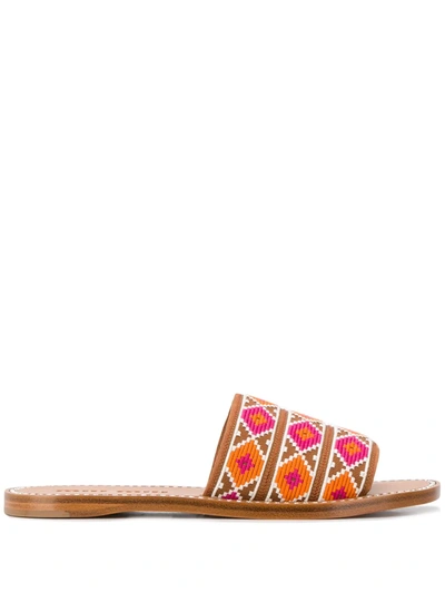 Miu Miu Geometric Motifs Flat Sandals In Pink