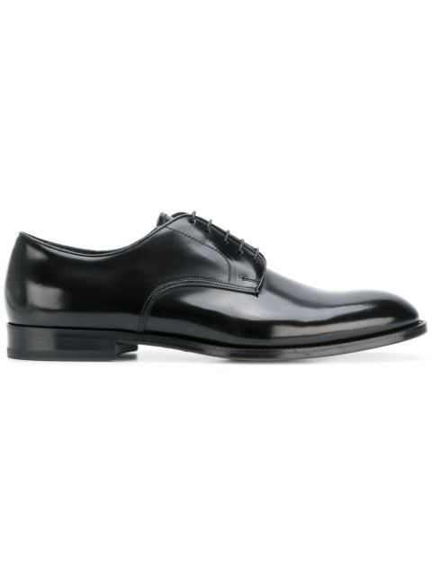 Doucal S Derby Shoes In Black Brushed Leather Modesens
