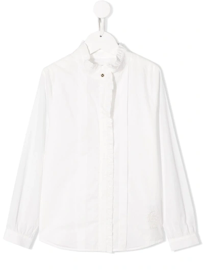 Chloé Teen Ruffle-trimmed Cotton Shirt In White