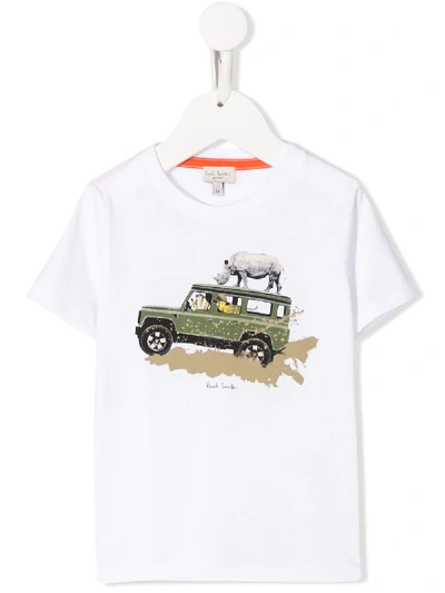 Paul Smith Junior Kids' Short Sleeve Safari Truck Print T-shirt In White