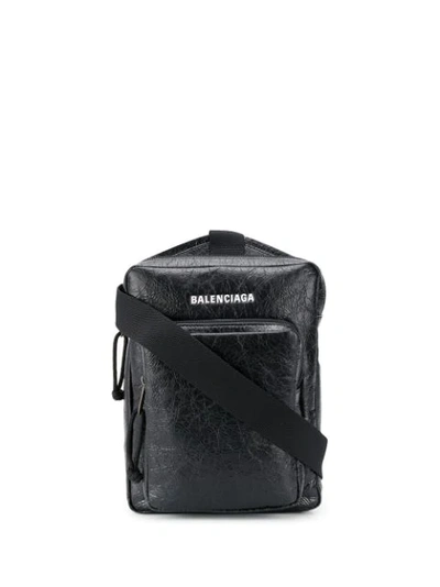 Balenciaga Explorer Logo-print Crinkled-leather Messenger Bag In White |  ModeSens