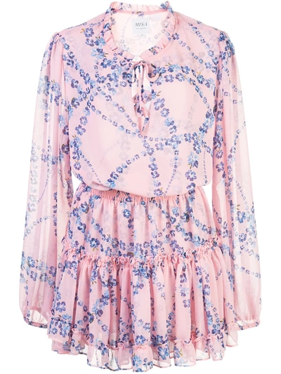 Misa Floral-print Mini Dress In Intertwined Pink Floral
