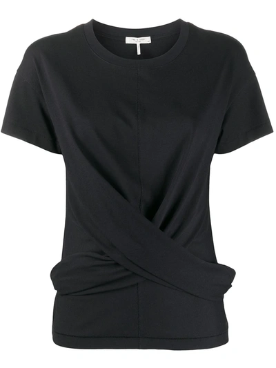 Rag & Bone Twisted Front T-shirt In Black
