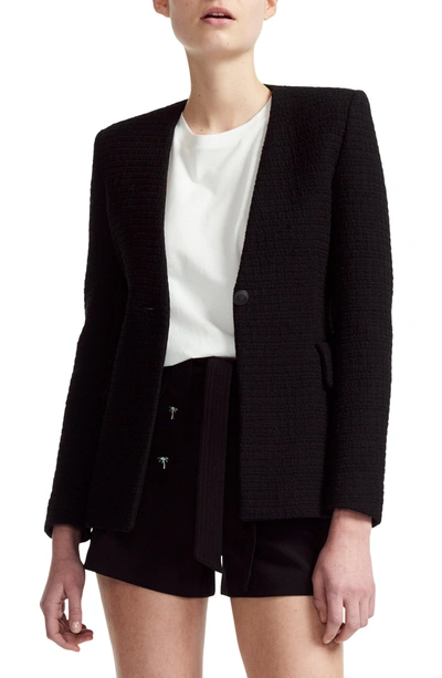 Maje Varlo Tweed Cotton Blazer In Black