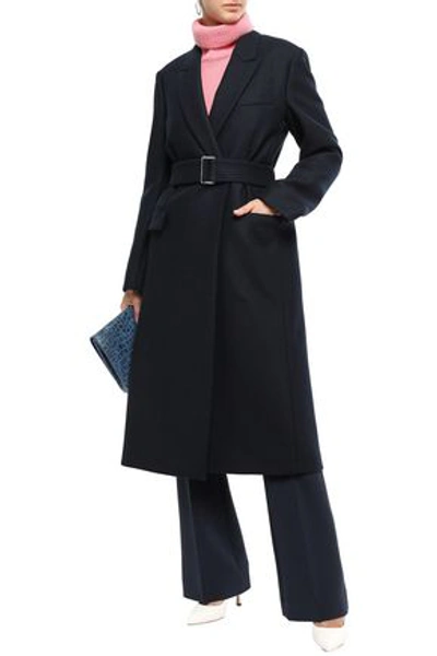 Victoria Beckham Belted Wool-blend Felt Coat In Midnight Blue