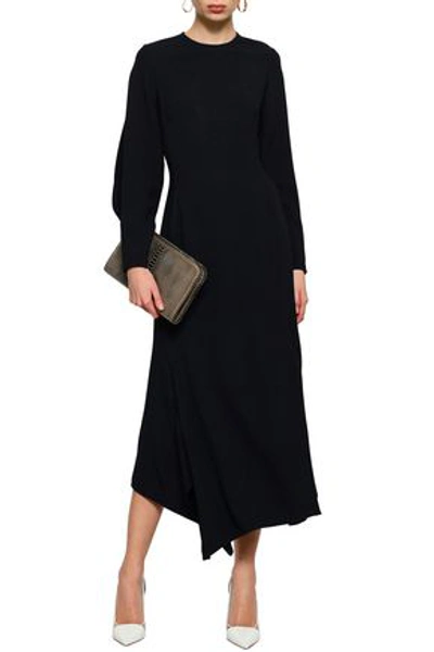 Victoria Beckham Asymmetric Crepe Midi Dress In Midnight Blue