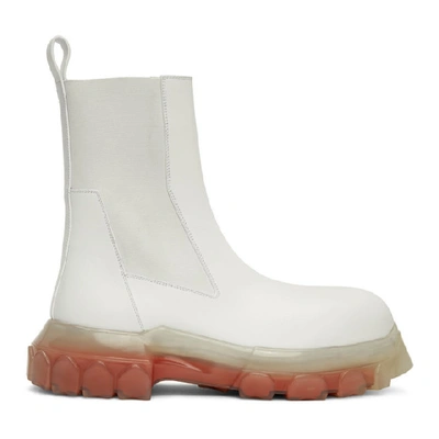 Rick Owens Mega Bozo Tractor Beetle Leather Boots In 1103t White