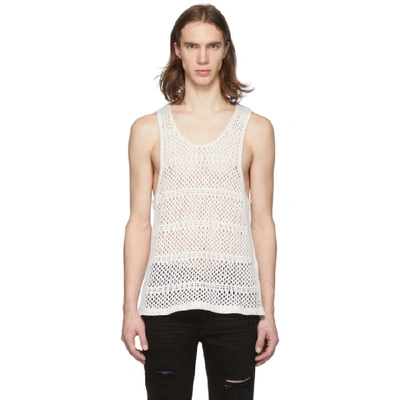 Amiri Crocheted Cotton And Cashmere-blend Tank Top In White