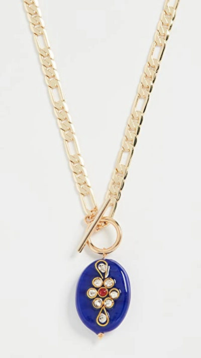 Shashi Raajkumaari Pendant Necklace, 21.25 In Blue/gold