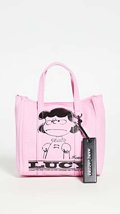 The Marc Jacobs Peanuts X Marc Jacobs The Mini Tag Tote In Pink