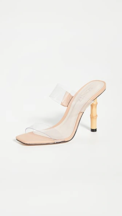 Schutz Colette Sandals In Transparent/honey Beige