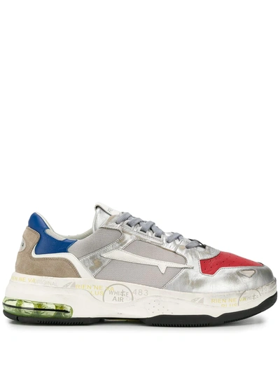 Premiata Drake 016 Sneakers Silver And Red