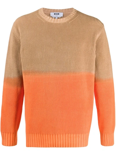 Msgm Two Tone Knitted Jumper In Neutrals