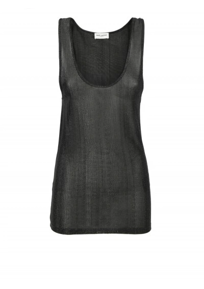 Saint Laurent Tank Top In Noir/noir Brillant