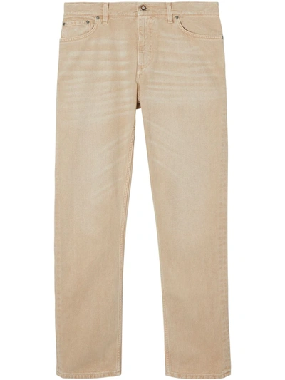 Burberry Straight-fit Washed-effect Jeans In Neutrals