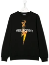 Neil Barrett Kids' Black Sweatshirt For Boy With Thunder And Logo