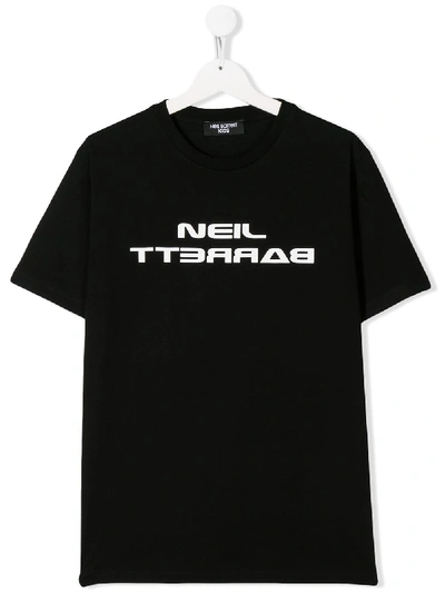 Neil Barrett Kids' Black Boy T-shirt With White Logo