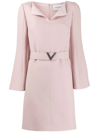 Valentino V Pavé Belted Dress In Purple