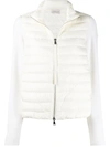 Moncler Knitted-sleeve Quilted Down Jacket In 032 White
