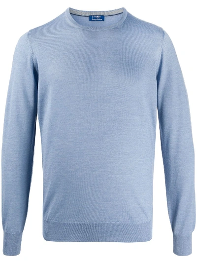 Barba Fine Knit Jumper In Blue