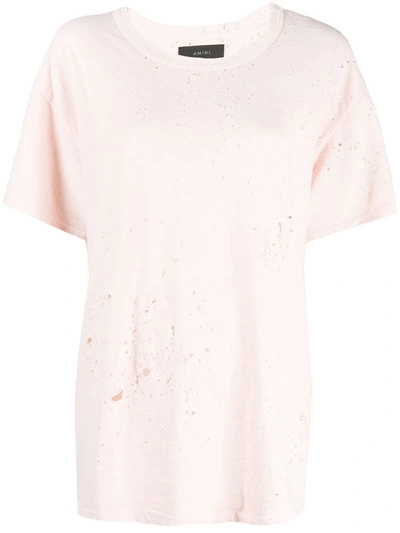 Amiri Shotgun Distressed Loose-fit T-shirt In Pink