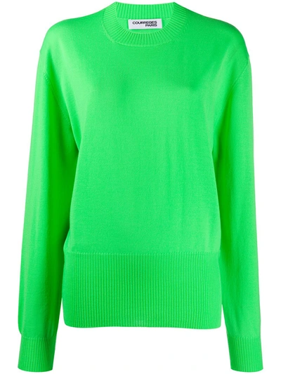 Courrèges Relaxed-fit Crew-neck Jumper In Green
