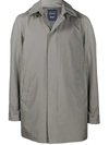Herno Hooded Mid-length Raincoat In Grey