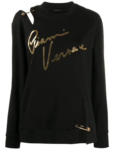 Versace Deconstructed Gianni  Print Sweatshirt In Black