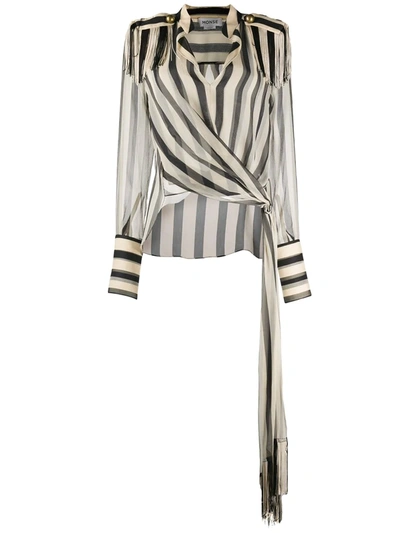 Monse Striped Regalia Scarf Blouse In Neutrals