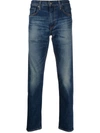 Levi's Stonewashed Straight-leg Jeans In Blue