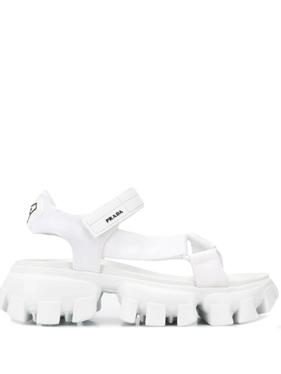 Prada Ridged Flatform Sole 60mm Sandals In White