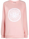 Balmain Logo Print Crew Neck Sweatshirt In Pink