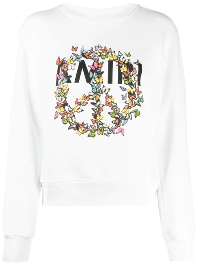 Amiri Peace Sign-print Cotton Sweatshirt In White