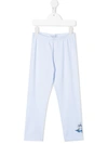 Monnalisa Kids' Floral Detail Jersey Trousers In Blue