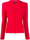 Emporio Armani Ribbed Fitted Jacket In Red
