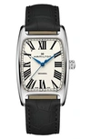 Hamilton American Boulton Leather Strap Watch, 34.5mm X 38mm In Black/ White/ Silver