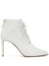 Francesco Russo Perforated Lace-up Leather Boots In White