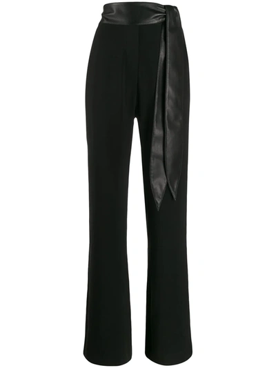 Nanushka Cecilia Belted Georgette Pants In Black