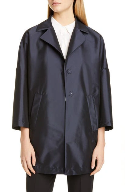 Herno Stretch Taffeta Caban Coat In Navy