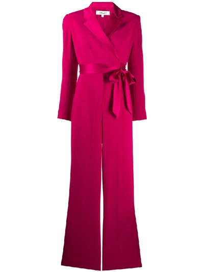 Diane Von Furstenberg Wrap Front Belted Jumpsuit In Pink