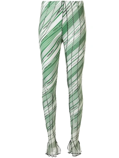 Y/project Diagonal Stripes Leggings In Green