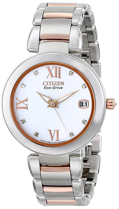 Pre-owned Citizen  Marne Eco-drive Eo1116 -57a In Stainless Steel