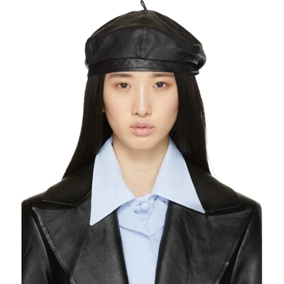 Our Legacy Black Leather Beret