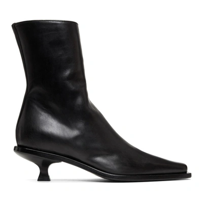 Ann Demeulemeester Black Kitten Heel Boots In 099 Nero