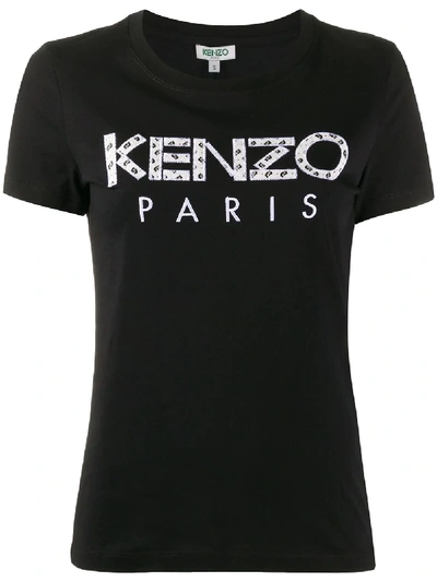 Kenzo Logo-appliqué Crew Neck T-shirt In Black