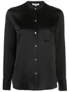 Vince Mandarin Collar Slim Fit Shirt In Black