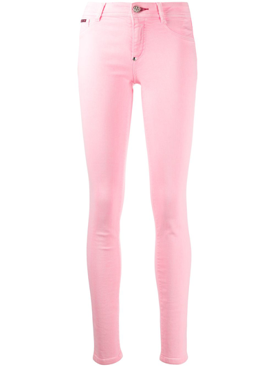 Philipp Plein Mid-rise Super Skinny Jeans In Pink