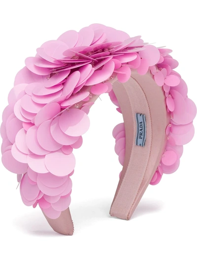 Prada Sequin-embellished Wide Hairband In Pink