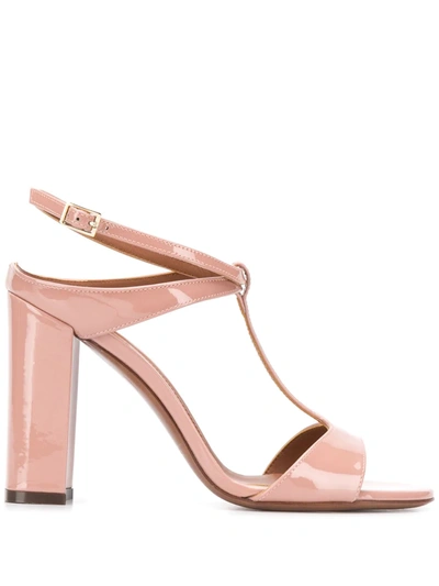 L'autre Chose T-bar Block Heel Sandals In Pink